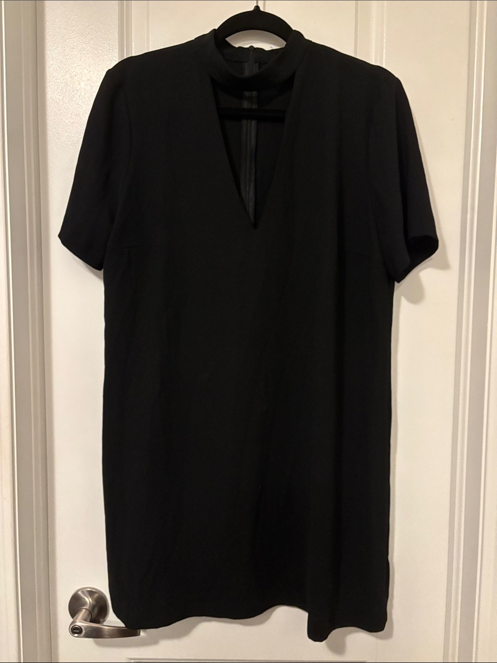 Zara Black Mini Dress with Choker V-Neck